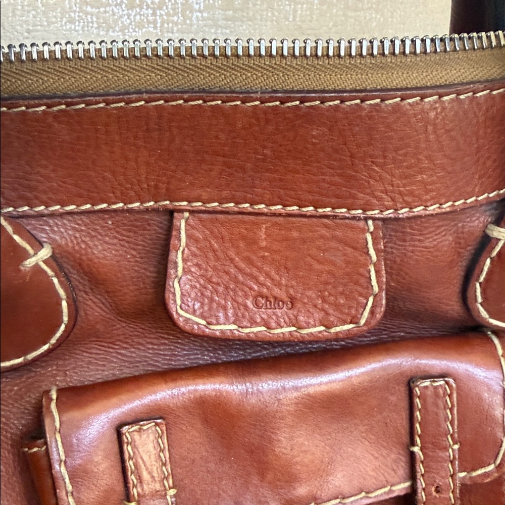 Chloé Chestnut Brown Leather Satchel with Front Pocket - Picture 2 of 4